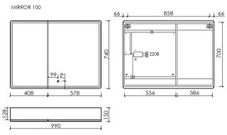 Зеркальный шкаф с LED подсветкой Sancos Mirror MI100ECH 99см дуб чарльстон